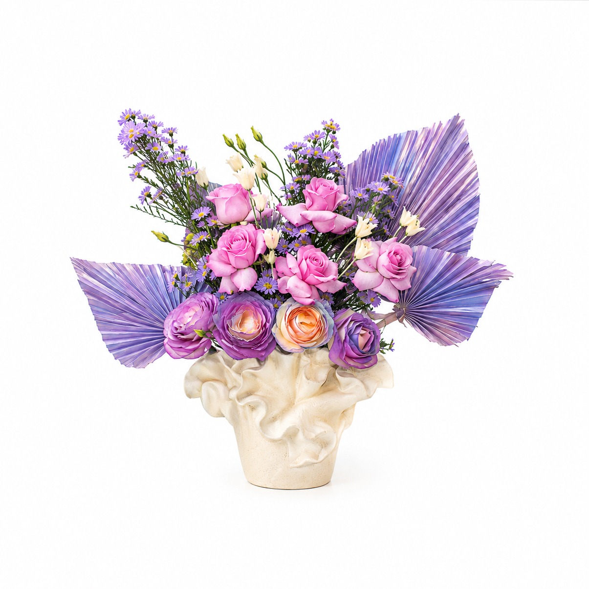 lilac poetry purple flower arrangement dubai aster rose lisianthus vase same day delivery zolotoi